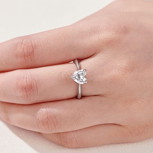 Newshe Wedding Engagement Rings For Women 925 Sterling Silver Heart Solitaire Wedding Band Promise Bridal 5A Cz Size 7 #TOP3