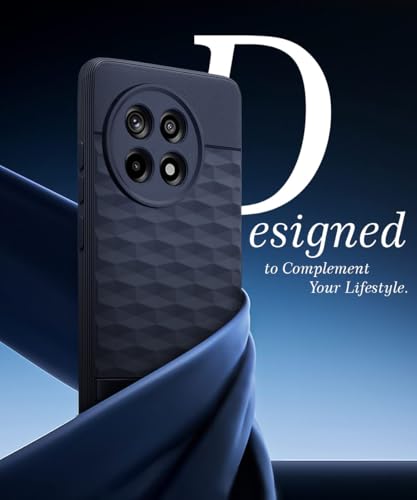 Image of WOW IMAGINE Back Cover for 1+ OnePlus 13R 5G with Hexa Cube Design | Ultra Slim Soft Rubberised Case | Inner Velvet Fabric | Matte Silicone Flexible Mobile Case | Camera Protection - Blue