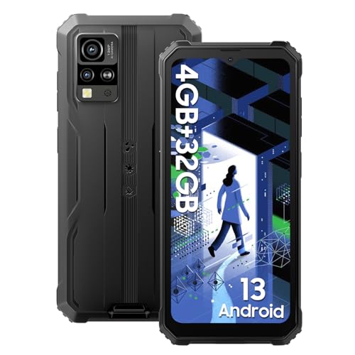 Blackview Rugged Smartphone BV4800 Android 13 GO, 6.56-inch HD Screen 32GB ROM (1TB Expand) 5180mAh 4G Dual SIM Unlocked, IP68/IP69K Rugged Phone, 13MP Cameras, 4G Phone - Black