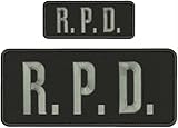 Special Patches for Velcro Patches for Uniform for R.P.D. Embroidery Patches 4X10 and 2X5 Hook On Back Letters Grey Mod-XC9-DF4701