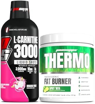 ProSupps L-Carnitine 3000 and Thermo Fat Burning Thermogenic Powder Bundle | Stimulant Free Liquid Shots Dragon Fruit & Thermo Fat Burning Thermogenic Powder Spicy Rita