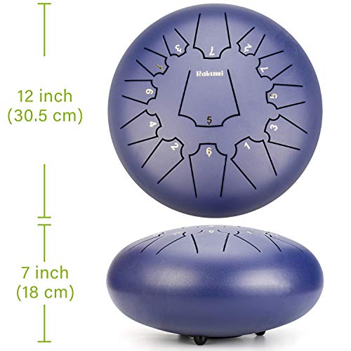 12 Inch 13 Note Titanium Steel Tongue Drum Percussion Instrument Hand Pan Drum with Drum Mallets Carry Bag - Thumbnail 6