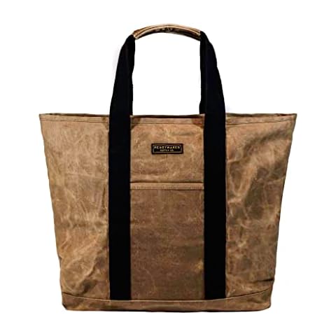 Readywares Waxed Canvas Zip Top Tote Bag with Durable Wrapped Handles great for Weekend, Errands, Grocery, Beach, Farmer's Market, Job, Construction, Workshop, Car, Weekender, Camping, Tailgaiting Cover