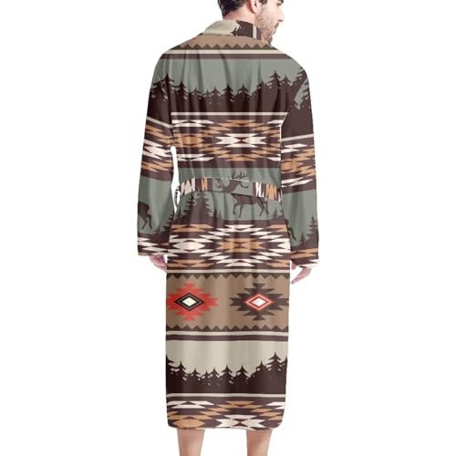 SEANATIVE Men's Long Robe Summer Lightweight Shawl Bathrobe Soft Warm Sleepwear Male2