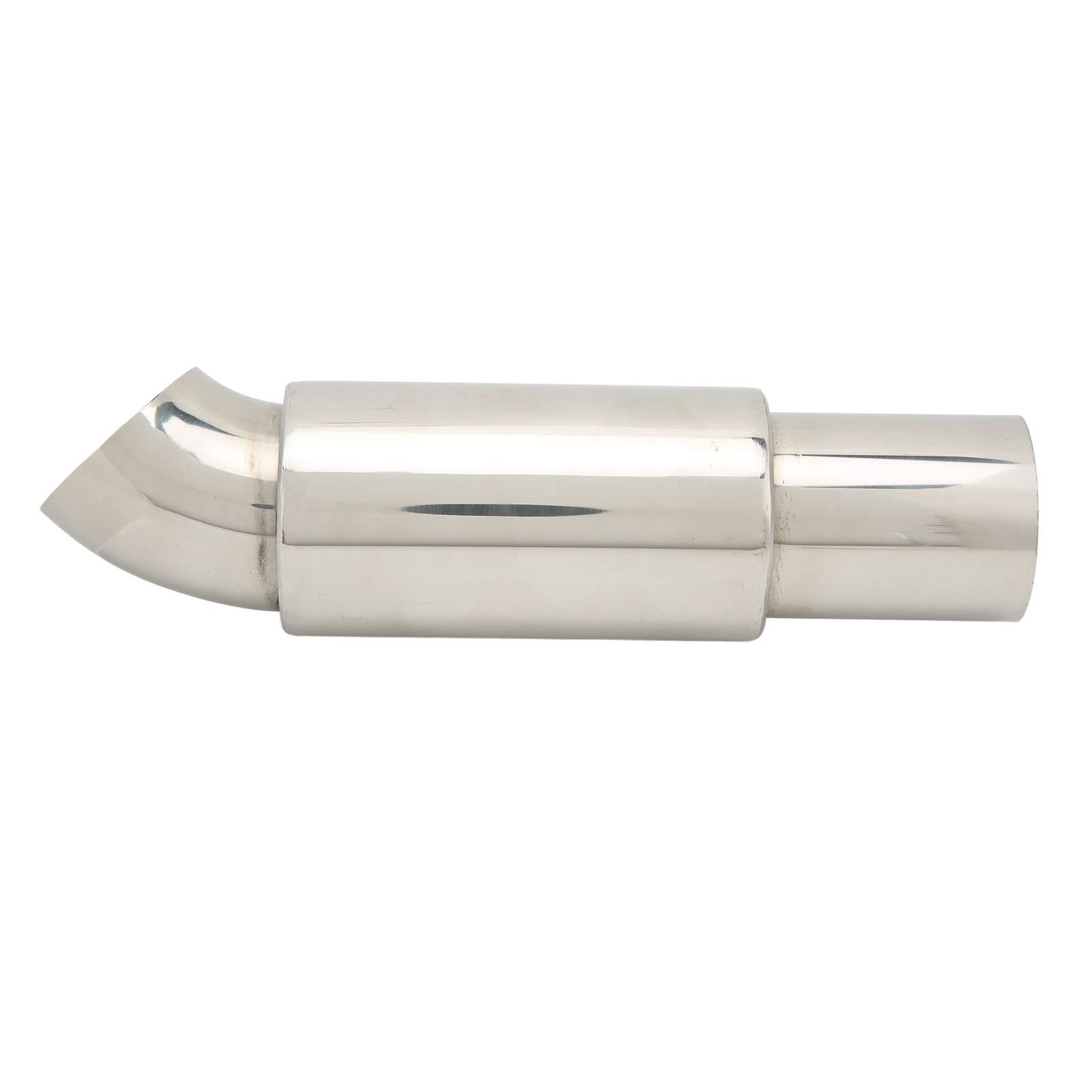 Punta del Silenziatore di Scarico Dell'auto, Tubo del Silenziatore di Scarico Dell'auto 51mmx63mm Ingresso Rotondo in Acciaio Inossidabile Argento Sostituzione Universale