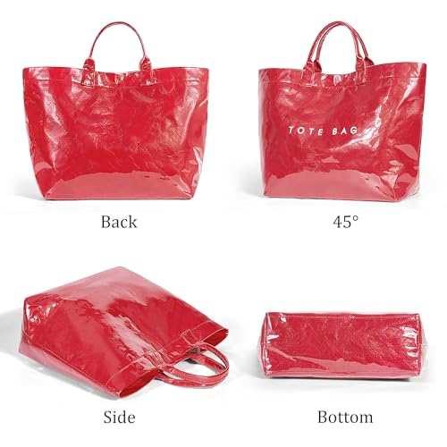 Image of Lushandy PVC Tote Bag for Women Jelly Beach Bag Top Handle Hobo Handbag | Water-Resistant, Wipe Clean, Lightweight