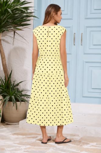 Image of calbatic Women Pleated Ruched Tiered Maxi Dress Sleeveless Patchwork Ruffle Hem A Line Flowy Summer Elegant Long Dress