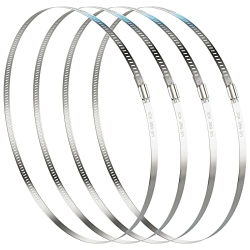 NEBURORA 289-311mm Large Hose Clip Adjustable 304 Stainless Steel Duct Clamps 4 Pack Worm Drive Hose Clamp Clips 12 inch Diameter Fuel Line Hose Pipe Clamps for Dryer Vent Air Duct Automotive Plumb