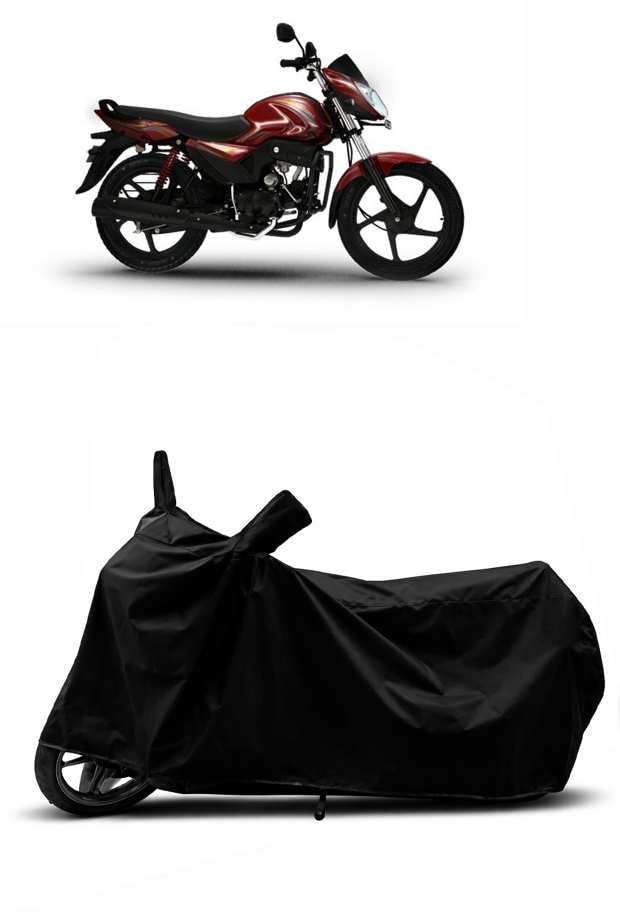 Image of Sheild Heavy Duty Waterproof Scooty & Bike Cover for Mahindra Pantero - UV Resistant, Dustproof & Rain Protection, All-Weather Outdoor Cover for Bikes & Scooty with Buckle Straps(Black)