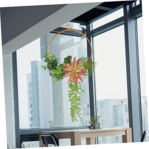Aboofan 1Pc Hanging Wreath Greenery Hoop Leaves Plants Ring Scene Backdrop Floral Wall Plant Artificial Eucalyptus Home Metal Nursery Decor Adornment For Garland Succulent Door Pendant #TOP7
