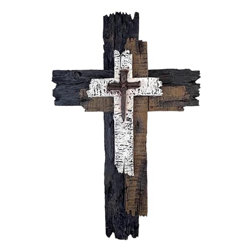 Gwezmxs Vintage Jesus Kreuz Wand aus Holz, Kruzifix zum Aufhängen, Christliche Dekoration - 20x30cm