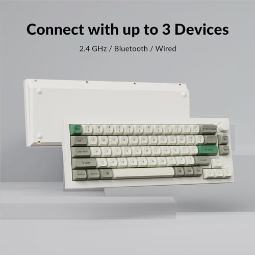 Image of Keychron Q2 Max Wireless Custom Mechanical Gaming Keyboard, QMK /VIA Programmable Knob 2.4 GHz /Bluetooth 5.1 /Wired, 65% Compact RGB Hot-Swap with Gateron Red Switch for Mac Windows Linux - White