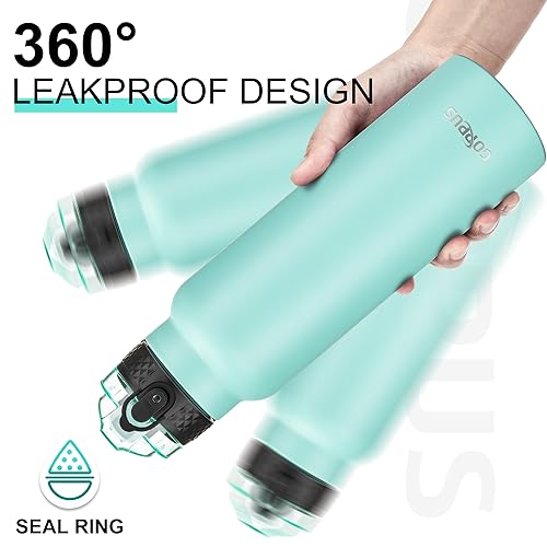 GOPPUS 750ml/26oz Stainless Water Bottle with Straw Double Wall Insulated Bottles with Strap Reusable Vacuum Thermal Flask Leakproof Keep Cold Drinks Bottles with Flip Top Lid for Men Women BPA Free - Image 3