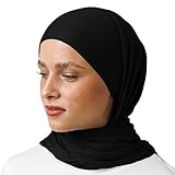 OMAIRA® Premium Hijab Jersey | Kopftuch/Schal für Damen Frauen Mädchen | weich & rutschfest, geeignet für jeden Anlass | Muslimische Kopfbedeckung Bekleidung | Schwarz
