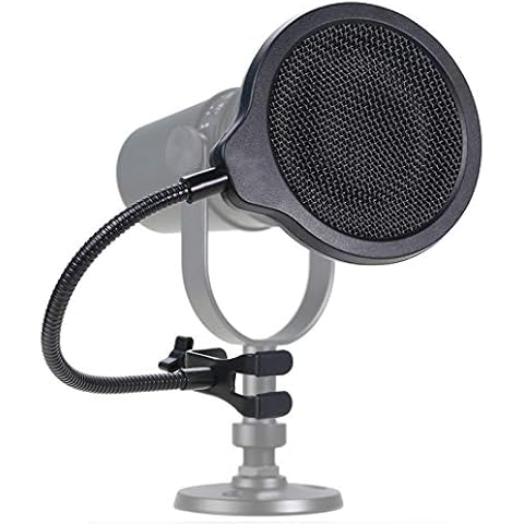 MV7 Microphone Pop Filter Mask Shield For Shure MV7 Mic, 4 Inch 3 Layers Windscreen with Flexible 360°Gooseneck Clip by SUNMON Cover