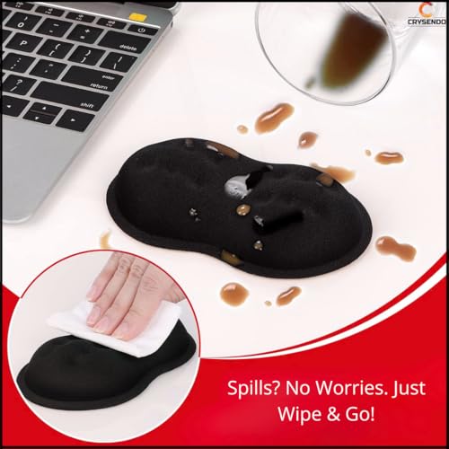 Image of Crysendo Ergonomic Mouse Wrist Rest Support | Gliding Palm Rest Pad with Oval Shape Design for Wrist Pain Relief & Pressure Release | Single Support for Office, Gaming & Coding (Black)
