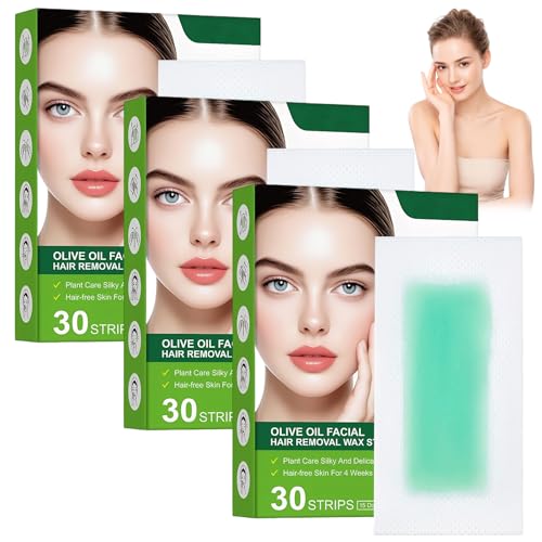 90 Pcs Cajas Cera Bigote Mujer Bandas Depilatorias Faciales Tiras Depilatorias Faciales Wax Strips Especialmente Diseñado para El Vello Fino Del Labio Superior Apto para Todo Tipo de Piel