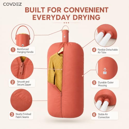 Image of Portable Clothes Dryer 400W UV Sterilization Quick Drying Machine Foldable Compact Electric Garment Hot Air Laundry Bag Detachable Tube Timer Home Hostel Travel Monsoon Shoes Socks Baby Towels