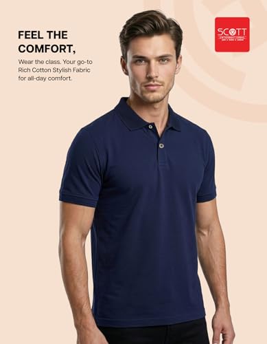 Image of Scott International Cotton Polo T Shirt | Collar Tshirts | Half Sleeves Plain T Shirt | T-Shirt |Tshirt for Men Stylish | Men's Tshirt