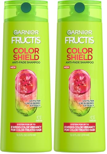 Image of Garnier Fructis Color Shield Shampoo, Fortifying Shampoo for Color Treated Hair, Works on All Types of Hair and Color, Vegan and Paraben Free, 12.5 fl. oz. (Pack of 2)