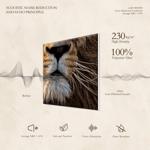 Image of JBER 6 Pack Art Acoustic Panels 72 inch x 48 inch, Soundproof Wall Art, Lion