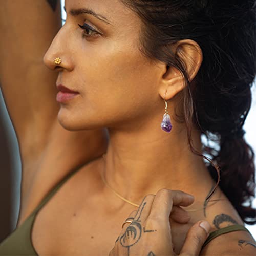 Ayana Crystals Raw Amethyst Earrings – Genuine February Birthstone Jewelry, Natural Raw Amethyst Stones for Emotional Balance, Spiritual Uplift, Handmade Purple Earrings for Women, Healing Crystal4