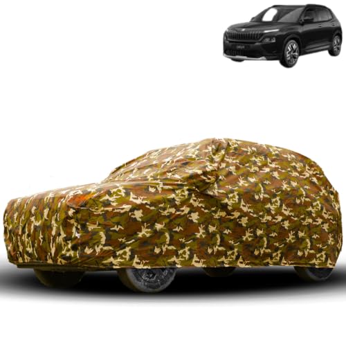 Image of Water Proof Car Body Cover Compatible for Skoda Kylaq | Dust Proof, Heat Resistant | Ultra Surface Body Protection - (Military Jungle Print)