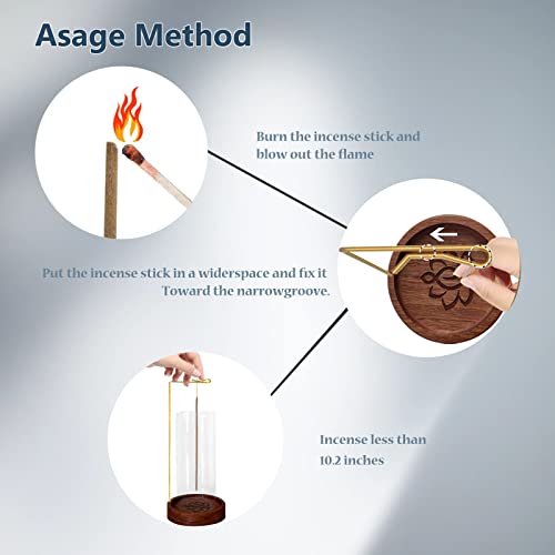 Incense Holder For Sticks, Modern Incense Holder With Ash Catcher Gold Incense Stick Holder For Yoga Spa A For Smudging, Incense Burning, Decoration (With Glass) #TOP1