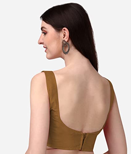 Image of Vihu Fashion Plain Sleeveless Pattern Readymade Blouse U Neck Choli