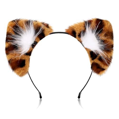 Canlierr Womens Cheetah Ears Leopard Ears Cheetah Headband for Halloween Cosplay Leopard Party Themed Costume(1 Pcs Classic)