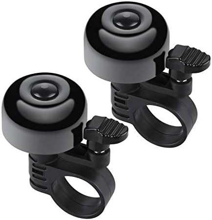 Bike Bell 2 PCS, Loud Crisp Bicycle Bell, Mini Cute Bike Horn for Adults and Kids Bike, Anti-Rust Coating and Sturdy Ring, Perfect for Both Left and Right Hand, Diameter 0.87 in (Black, Medium)