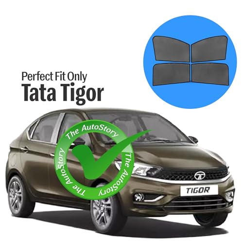 Image of AutoStory Custom Fit Black Mesh Car Sunshade for Tata Tigor | UV & Heat Protection Car Window Curtains | Privacy Car Sun Shade | Breathable Vehicle Specific Side Window Shades