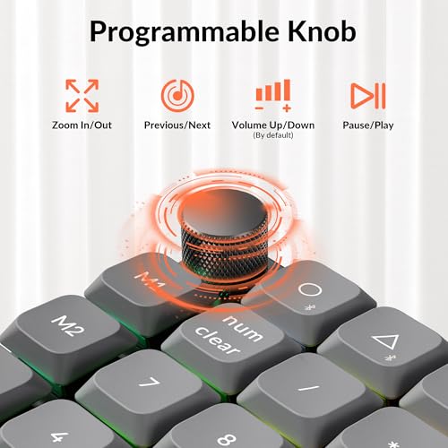 Image of Keychron K0 Max Wireless Low-Profile Number Pad, QMK /VIA Programmable, Hot-Swappable Red Switch, RGB Backlit, 2.4GHz & Bluetooth 5.3, 1000Hz Polling Rate, with Knob, for Windows /Mac