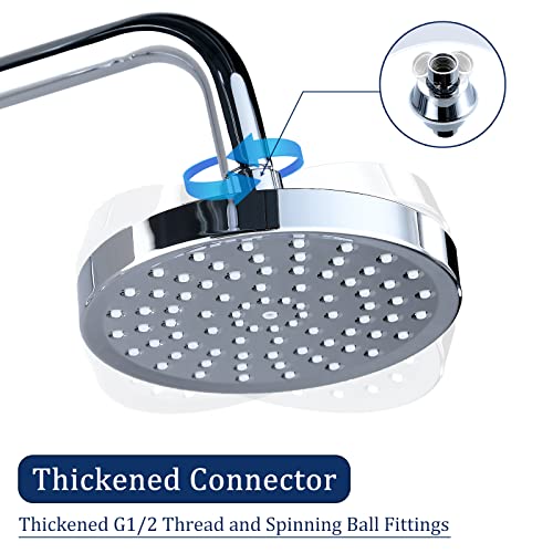 Rainfall Shower Head,High Pressure Rain Shower Heads,6-inch Luxury Modern Chrome Fixed Shower Head,Adjustable with Rain Overhead Shower Head - Image 3