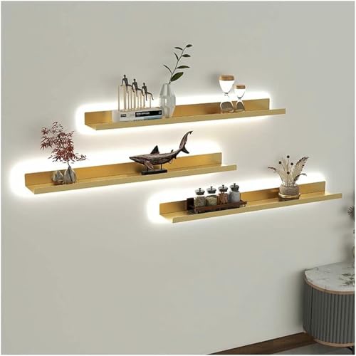 Estantes flotantes con iluminación LED integrada para montaje en pared en sala de estar, baño y encimera de bar