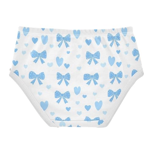 Wusikd Blue Bows Hearts Girls' Underwear Cotton Girls Briefs Soft Toddler Underwear 2T2