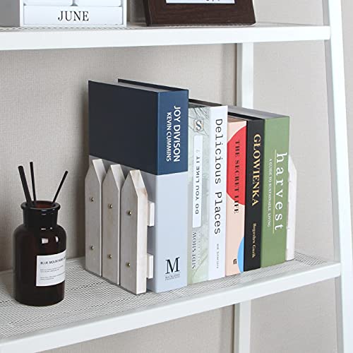 J Jackcube Design White Rustic Wood Bookends Set Of 2, Decorative Farmhouse Bookend For Heavy Books Magazine Dvd On Desk Table Shelf - Mk708A #TOP2