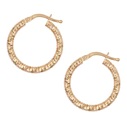 Boucles d'oreilles créoles or jaune diamantées femme bijoux tendance anneaux dorés ciselés