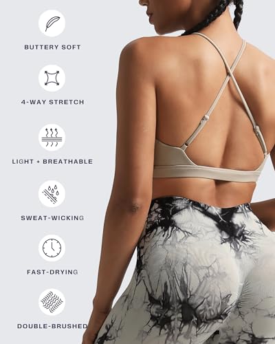 Image of Aoxjox Women's Workout Sports Bras Jamie Deep V Fitness Training Gym Bra Yoga Crop Tank