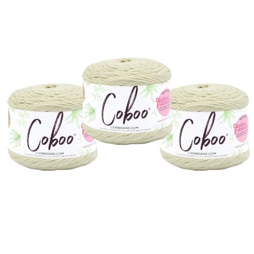 Image of Lion Brand Yarn, Coboo Cotton Blend Crochet Yarn, Quartzite, Green, 3 Pack