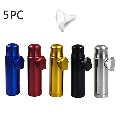 5 Pack Snuff Bullet Aluminium Metal Snuff Dispenser Snorter Bullet Rocket Shape Nasal