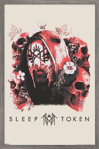 Sleep Token - Skulls And Flowers Wall Poster, 34L" x 22.4W", Barnwood Framed Version