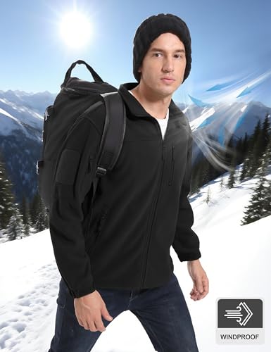 CRYSULLY Men's Fleece Jacket Winter Tactical Full-Zip Coat Military Jackets Multi Pockets - Image 4