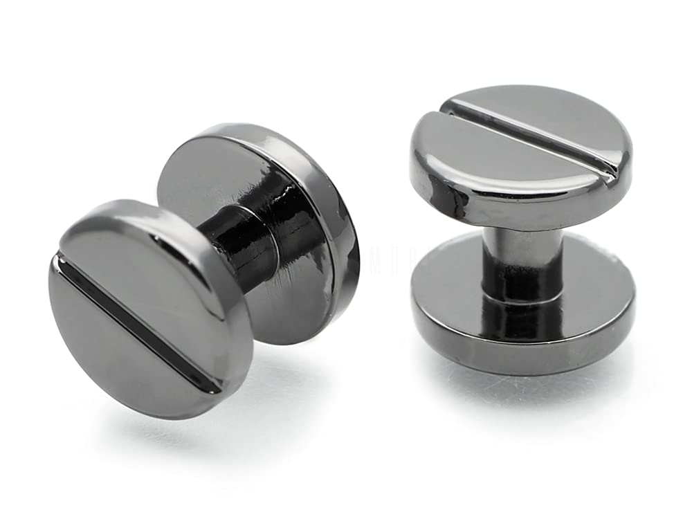 CRAFTMEMORE 11mm Chicago Screw Rivets Flat Cap Screw Posts Stud for Bags Belts Leather Strap 6 Pack -Pick Color (11 mm, Gunmetal)