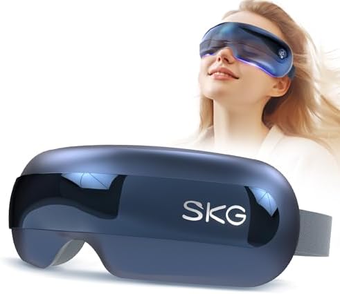 SKG Eye Massager with Heat, Bluetooth Heated Eye Massager for Migraines Relief with Vision Window Music, Soothing Eye Care to Relax Eyes, Reduce Dry Eyes, Best Gifts for Women Men, E3 PRO