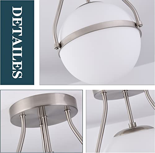 Mid Century Modern Globe Semi Flush Mount Ceiling Light Fixture Brushed Nickel Globe Ceiling Light Fixture Globe Ceiling Light Flush Mount #TOP2