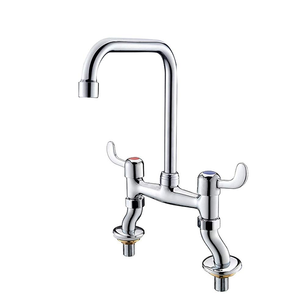 -Water Taps,Faucets,Kitchen Faucet Sink Mixer Tap Renaissance Lever Bridge Deck Solid Brass Swivel Kitchen Mixer Taps Double Handle Traditional Water-Tap