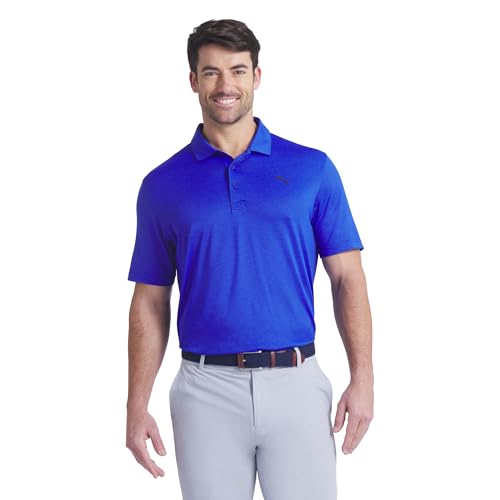 Image of PUMA Golf Icon Heather Polo 2.0, Festive Blue Heather, M