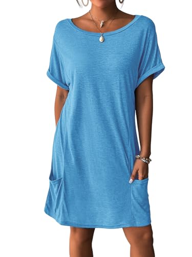 AI'MAGE Swimsuit Coverup for Women 2025 Bathing Suit Cover Up Short Sleeve Swimwear Bikini Beach T-Shirt with Pockets