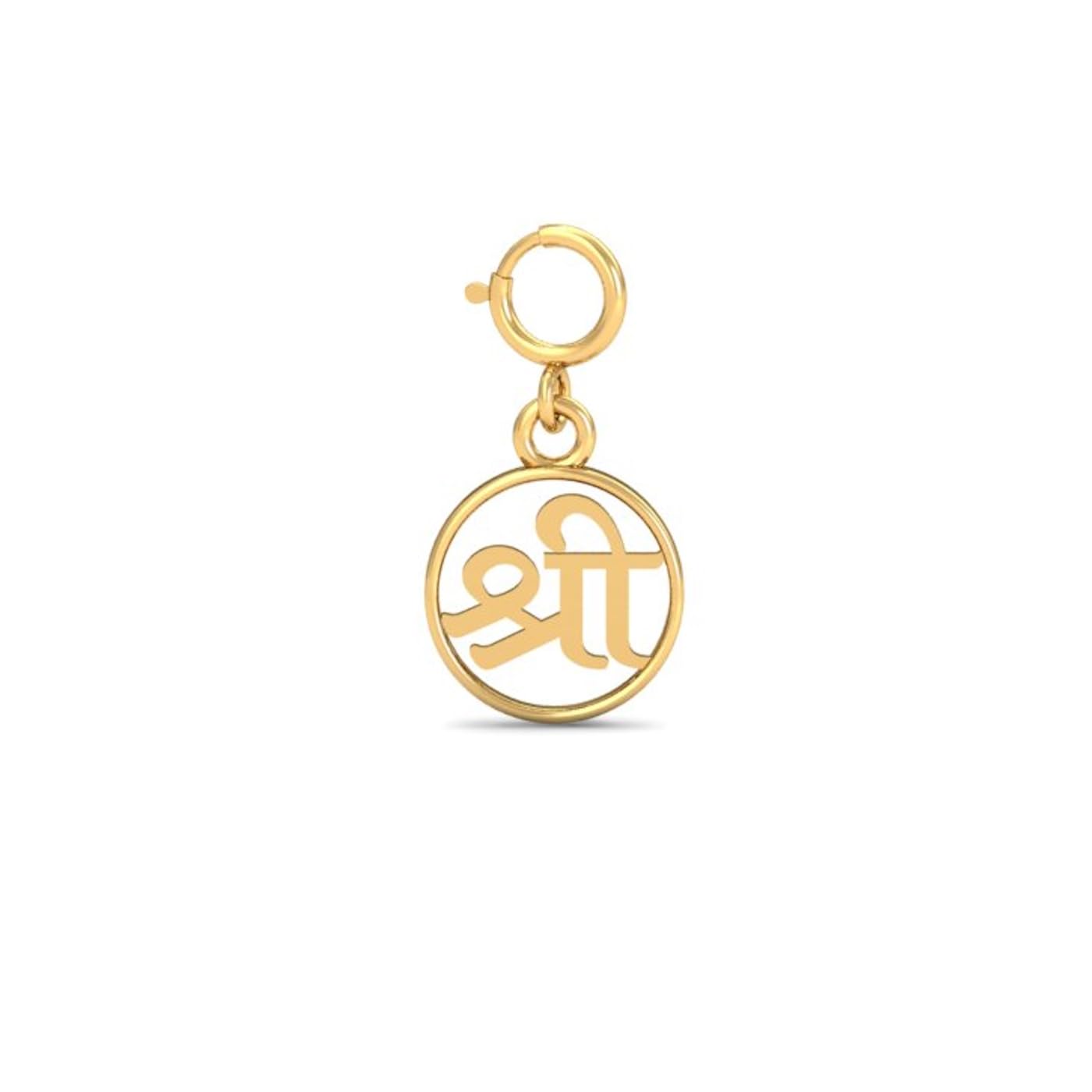 kuberbox 18K Yellow Gold Inscribed Shree Charm for Women-picture-18